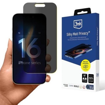 Folia prywatyzująca 3MK Silky Matt do iPhone 16 Pro, Ochrona Prywatności