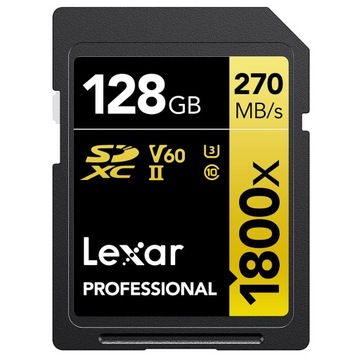 Lexar SDXC 128 ГБ Professional 1800x UHS-II U3 ​​(180/270 МБ/с)