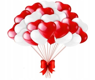 Balony czerwone białe serca serduszka dekoracja walentynki wesele ślub 40sz