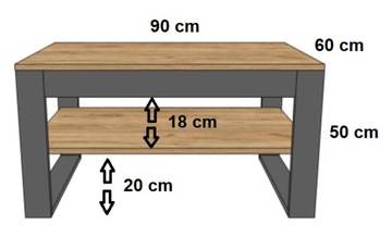 Журнальный столик K3 в стиле ретро-лофт, дуб Сонома черный