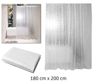 ZASŁONA PRYSZNICOWA ŁAZIENKOWA WODOODPORNA EFEKT 3D HACZYKI 180x200 AG655A