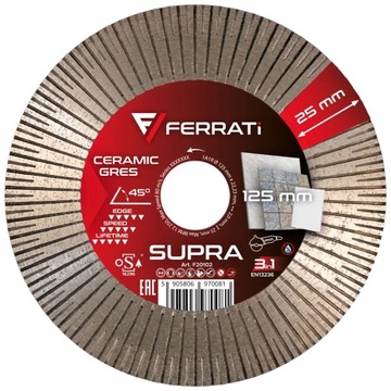 FERRATI SUPRA 125 x 22,23 mm - Tarcza diamentowa do cięcia gresu i ceramiki