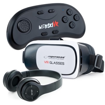GOGLE OKULARY 3D VR 360 DO TELEFONU Z KONTROLEREM BLUETOOTH ZESTAW DO GIER