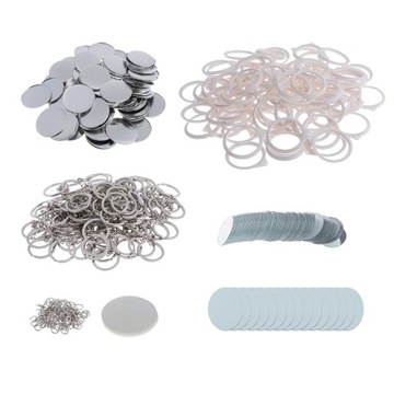 100 zestawów DIY materiały do breloczków lustrzanych 58mm breloczek do kluczy materiały eksploatacyjne do guzików