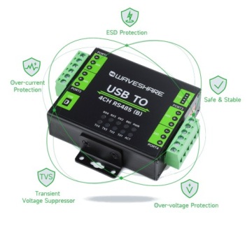 Промышленный преобразователь USB в 4-канальный RS485, чип CH344L, многофункциональная защита