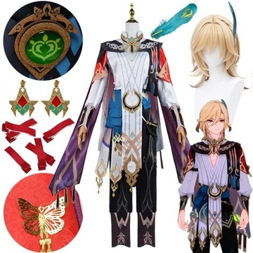 GenshinImpact Kaveh Cosplay Kostium + Peruka,L