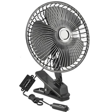 DUŻY WIATRAK WENTYLATOR SAMOCHODOWY OBROTOWY REGULOWANY OSCYLACJA 12V i 24V