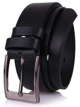 SKÓRZANY Pasek 4cm Klasyczny CZARNY Skóra LICOWA