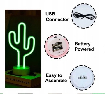 Зеленый Кактус Светодиодные неоновые огни USB Ночная лампа