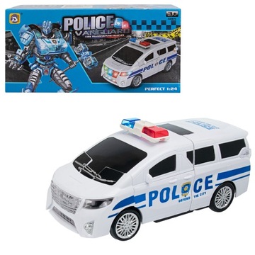 Furgonetka policyjna transformers radiowóz robot 2w1 LED