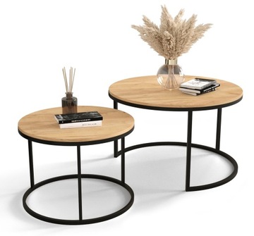 Stolik kawowy wysuwany MARVIN 2 w 1 metal, craft