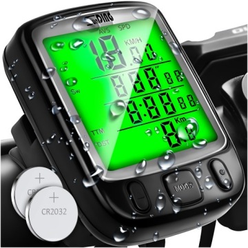 LICZNIK ROWEROWY WODOODPORNY LCD PRĘDKOŚCIOMIERZ PODŚWIETLANY 27 FUNKCJI