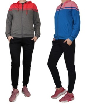 КОМПЛЕКТ ЖЕНСКОГО СПОРТИВНОГО КОСТЮМА С КАПЮШОНОМ СМЕШАННЫЕ ЦВЕТА РАЗМЕР M