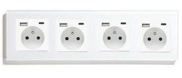 GNIAZDKO ELEKTRYCZNE SZKLANE POCZWÓRNE USB C