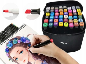 МАРКЕРЫ, ТРИПСЫ, АЛКОГОЛЬНЫЕ РУЧКИ, ДВУХСТОРОННИЕ, ПРОФЕССИОНАЛЬНЫЙ НАБОР 80х80ШТ + СУМКА