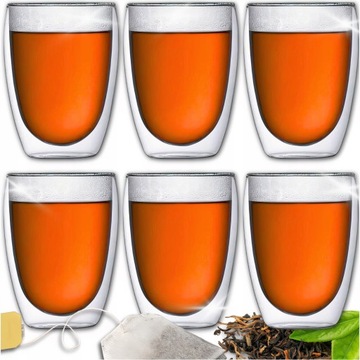 POJEMNE Szklanki TERMICZNE do kawy i herbaty napojów 350 ml 6 szt.