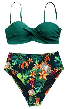 STRÓJ KĄPIELOWY DWUCZĘŚCIOWY WYSOKI STAN KWIATY M