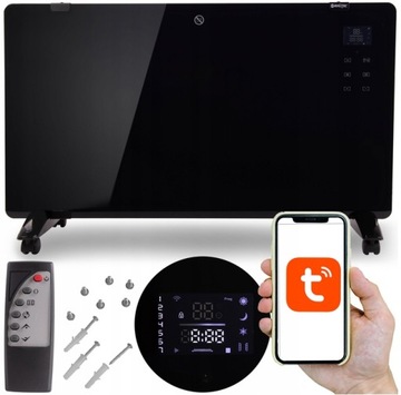 Grzejnik elektryczny szklany 2000W LED WiFi