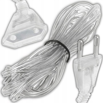 PRZEDŁUŻACZ POJEDYŃCZY PŁASKI 1 GNIAZDO 5 m DO LAMPEK CHOINKOWYCH KURTYNY