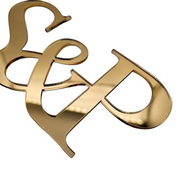 Золотое зеркало ИНИЦИАЛЫ для свадебного торта, украшение бока торта инициалами