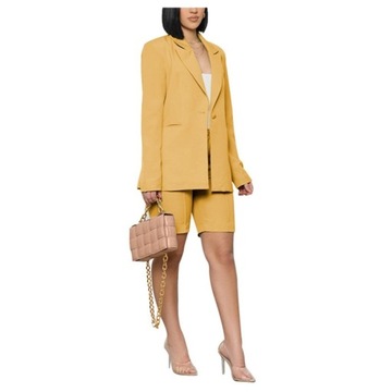 Женский костюм 2 шт. Блейзер с длинными рукавами и модные повседневные шорты, S (36)