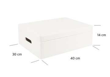 Белый деревянный ящик с ручками 40х30х14 см.