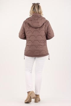 KURTKA PRZEJŚCIOWA DAMSKA PIKOWANA Z KAPTUREM DUŻE ROZMIARY REGULOWANE BOKI
