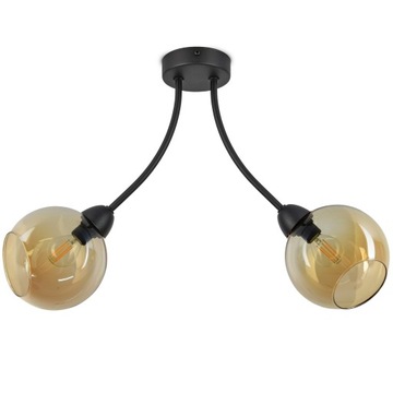 Lampa Sufitowa Plafon Dwie Szklane Kule Miód LED