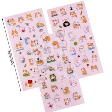 Uroczy pies z kreskówki naklejki w stylu scrapbook