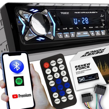 Radio Samochodowe Bluetooth 1-DIN USB AUX MP3 LCD Mikrofon Pilot Zestaw