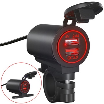 ŁADOWARKA MOTOCYKL+PRZYCISK+2xUSB CZERWONE ŚWIATŁO