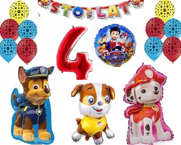 BALONY ZESTAW PAW PSI PATROL NA URODZINY 4 CZWARTE