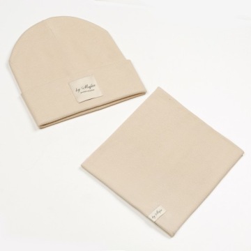 ДЕТСКИЙ ВЕСЕННИЙ КОМПЛЕКТ ЮБКА ИЗ ДВОЙНОГО МАТЕРИАЛА ШАПКА БЕЖЕВЫЙ 46-52