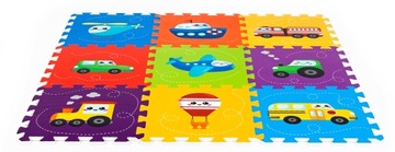 MATA piankowa puzzle EDUKACYJNA 86x86 dla dzieci SKŁADANA ochronna POJAZDY