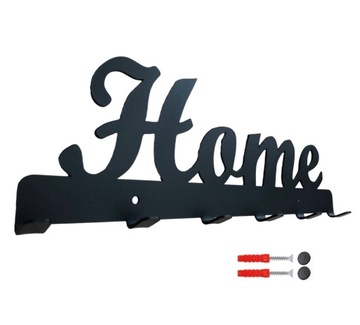 Czarny przykręcany WIESZAK na ścianę HOME 6 haków