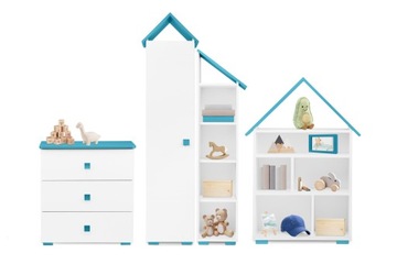 КОМПЛЕКТ ДЕТСКОЙ МЕБЕЛИ ДЛЯ МАЛЬЧИКОВ БЕЛЫЙ СИНИЙ