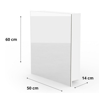 ШКАФ ДЛЯ ВАННОЙ С ЗЕРКАЛОМ И СВЕТОДИОДНОЙ ПОДСВЕТКОЙ 50 СМ - БЕЛЫЙ МАТОВЫЙ
