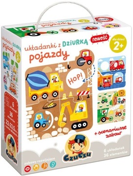 Układanki Z Dziurką POJAZDY Puzzle dla Malucha 2+ CzuCzu 36 elementów
