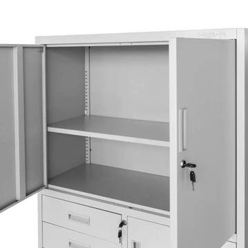 Szafa Metalowa Z SEJFEM RODO Biurowa Na Dokumenty 185x90x40 cm WENUS Szara