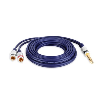 Kabel Jack 6,3 Stereo wtyk - 2x RCA VITALCO 5m