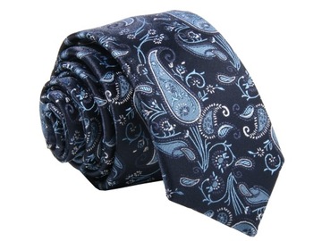 KRAWAT ŻAKARD GRANATOW BŁĘKIT PAISLEY [2210]