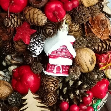 Рождественский венок, 35 см, новогоднее украшение, шишки