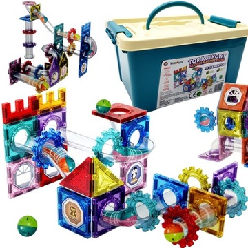 МАГНИТНЫЕ БЛОКИ МИКС В КОРОБКЕ ШАРИКИ + ТРЕК 78 ЭЛЕМЕНТОВ