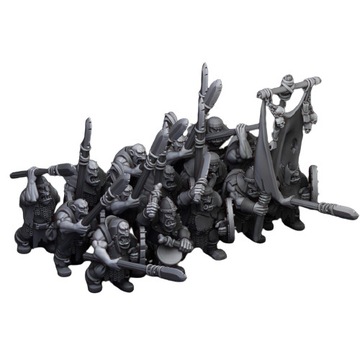 Orc Warriors with spears and shields - x7 + x3 CMD - Highlands Miniatures