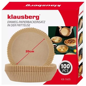 WKŁAD PAPIEROWY PIECZENIA FRYTKOWNICY BEZTŁUSZCZOWEJ 20 cm 100szt KLAUSBERG
