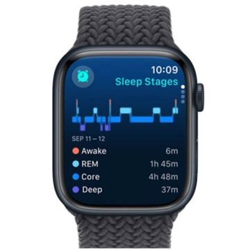 Часы APPLE Watch Series 9 с GPS, 45 мм, алюминиевый корпус Midnight, Midnight Sport B