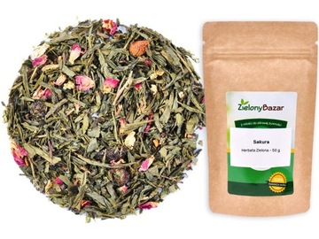 Zielona Herbata SAKURA - Wiśnia, Skórka Róży 50g