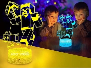 3D светодиодная лампа Майнкрафт 16 цветов + пульт дистанционного управления