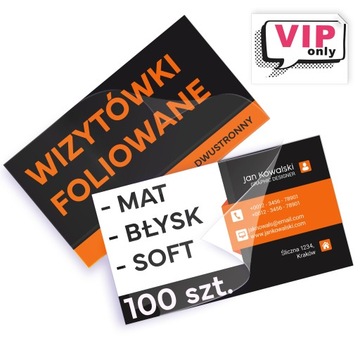 Wizytówka FOLIOWANA GRUBA 350g 100 szt. - folia mat / soft / błysk 2 strony