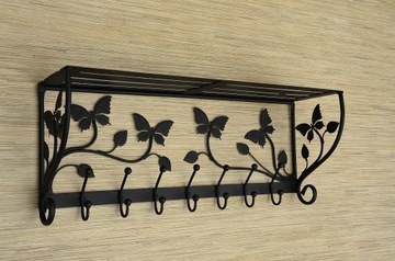 WIESZAK METALOWY CZARNY 70 CM Z METALU MOTYL
